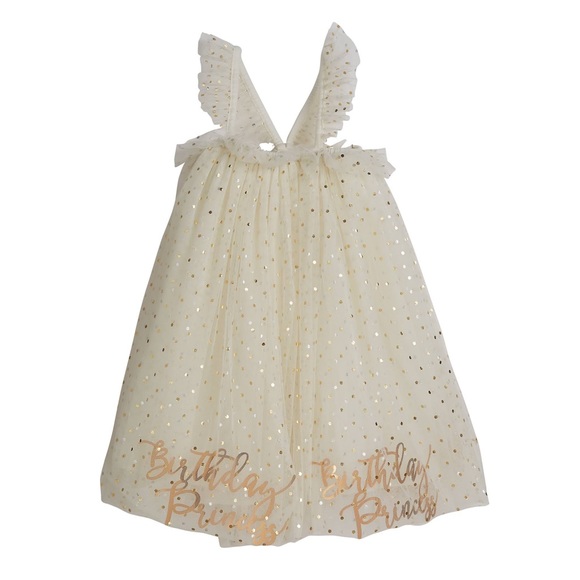 Mud Pie birthday princess dress gold ivory 12m-5T - Picture 4 of 4